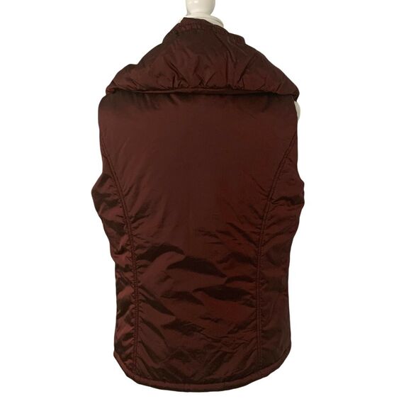 Jones New York Women's Puffer Vest Jacket Medium Burgundy Collared Buttons - Picture 2 of 12